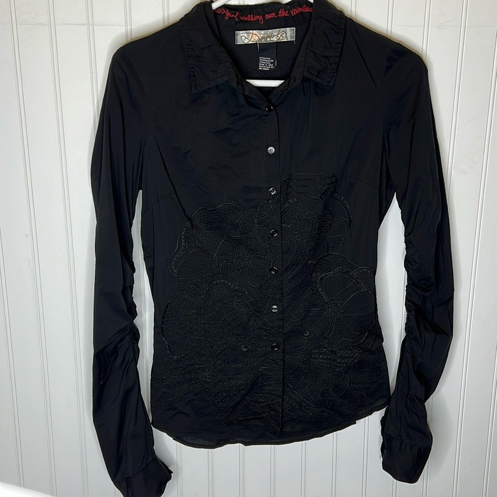 - Embroidered Desigual Button Down Shirt, XS